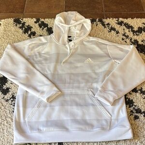 Adidas White Hoodie with Subtle Stripes